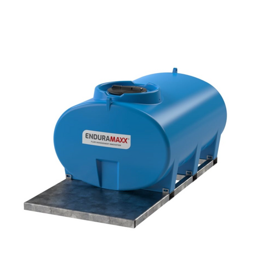 2,000 Litre Skid Mounted Bowser with Pump Plate - Black Tank & 1" Ball Valve